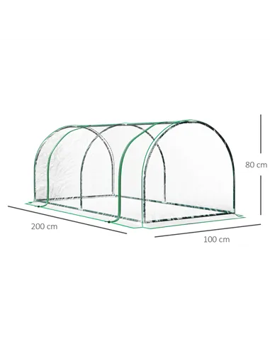 Outsunny Set of 2 Tunnel Greenhouse, Green Grow House with Roll-up Door, Steel Frame, Plastic Cover for Garden, Outdoor, 200 x 1