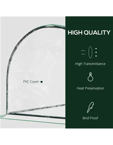 Outsunny Set of 2 Tunnel Greenhouse, Green Grow House with Roll-up Door, Steel Frame, Plastic Cover for Garden, Outdoor, 200 x 1