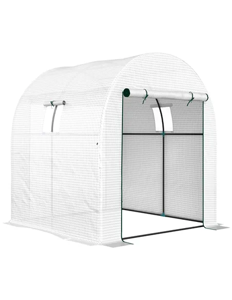 Outsunny 180 x 180cm Walk-In Polytunnel Greenhouse - White