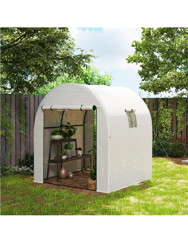 Outsunny 180 x 180cm Walk-In Polytunnel Greenhouse - White