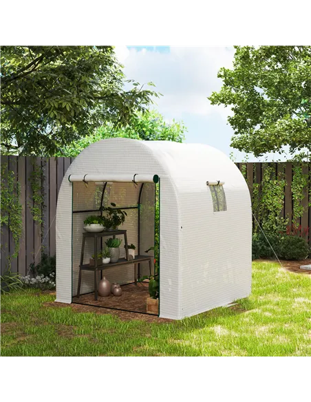 Outsunny 180 x 180cm Walk-In Polytunnel Greenhouse - White