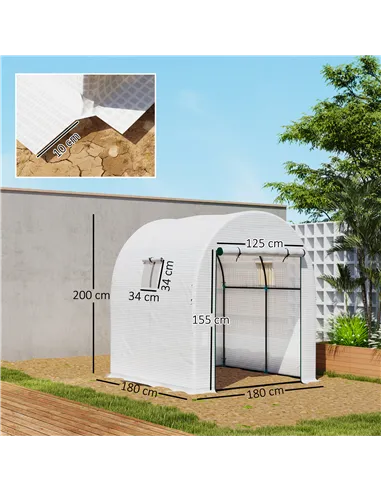 Outsunny 180 x 180cm Walk-In Polytunnel Greenhouse - White
