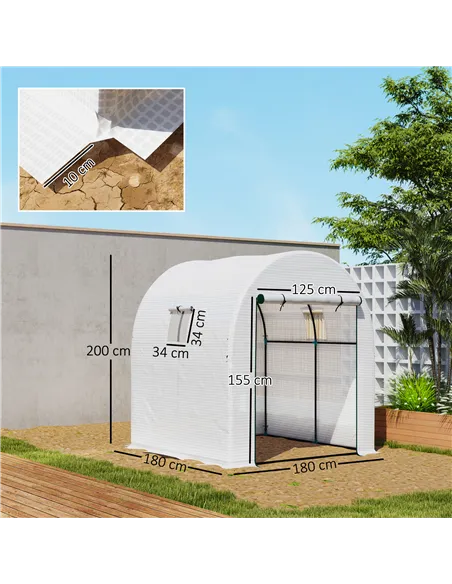 Outsunny 180 x 180cm Walk-In Polytunnel Greenhouse - White