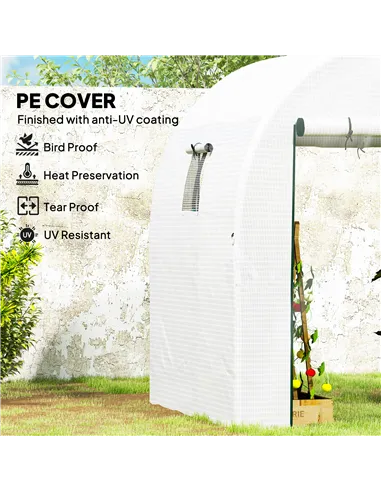 Outsunny 180 x 180cm Walk-In Polytunnel Greenhouse - White