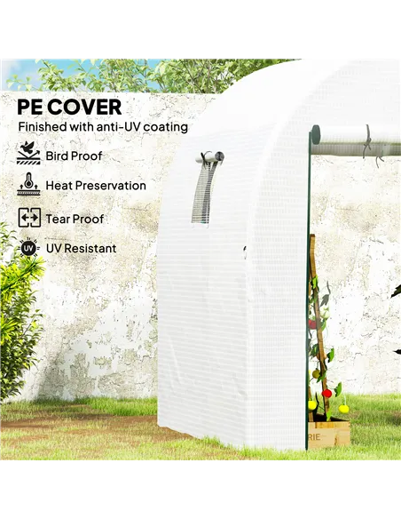 Outsunny 180 x 180cm Walk-In Polytunnel Greenhouse - White