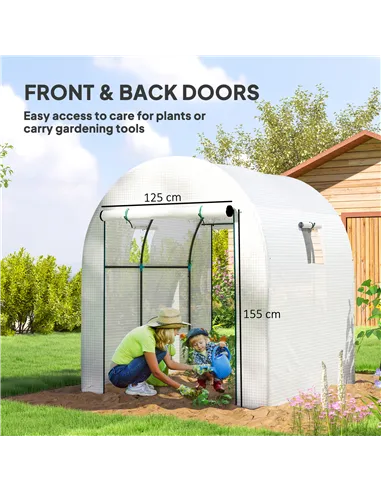 Outsunny 180 x 180cm Walk-In Polytunnel Greenhouse - White