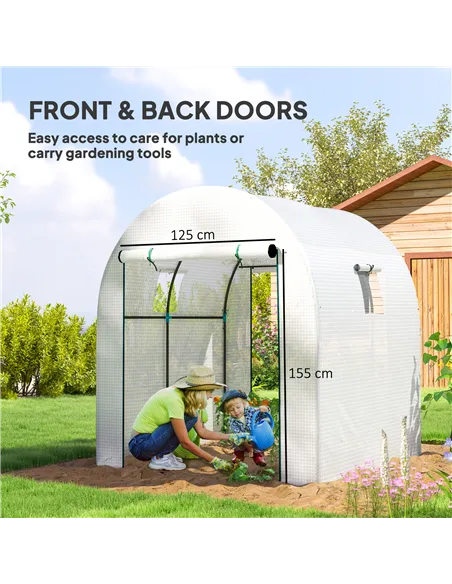 Outsunny 180 x 180cm Walk-In Polytunnel Greenhouse - White
