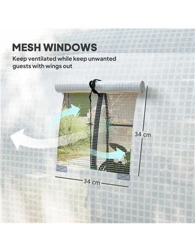 Outsunny 180 x 180cm Walk-In Polytunnel Greenhouse - White