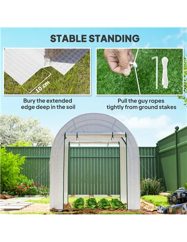 Outsunny 180 x 180cm Walk-In Polytunnel Greenhouse - White