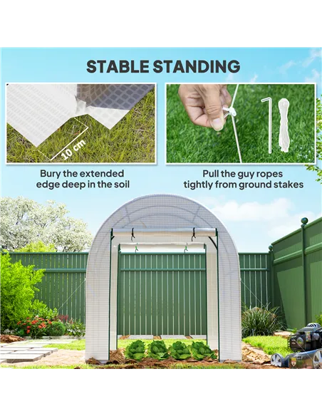 Outsunny 180 x 180cm Walk-In Polytunnel Greenhouse - White