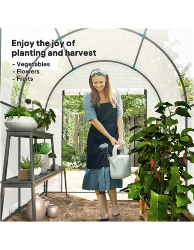 Outsunny 180 x 180cm Walk-In Polytunnel Greenhouse - White