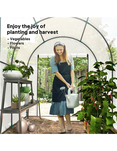 Outsunny 180 x 180cm Walk-In Polytunnel Greenhouse - White
