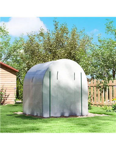 Outsunny 180 x 180cm Walk-In Polytunnel Greenhouse - White