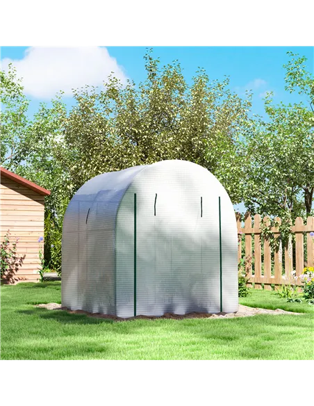 Outsunny 180 x 180cm Walk-In Polytunnel Greenhouse - White