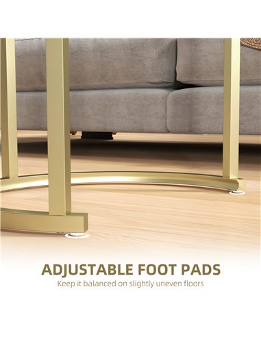 HOMCOM Marble-Effect Nest of Tables - Gold Tone/White