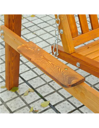 Outsunny 2 Seater Garden Swing Seat with Canopy, Wooden Swing Chair, Outdoor Hammock Bench for Balcony Patio Porch, Cream White