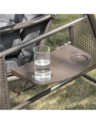 Outsunny 3 Seater Garden Swing Chair Outdoor Hammock Bench w/ Adjustable Canopy, Cushions and Cup Trays, Brown Steel Frame, Dark