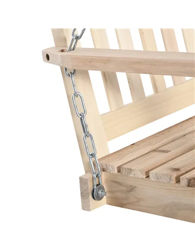 Outsunny Outdoor Wooden Swing Bench 2-Seater Porch Swing Chair Hanging Hammock Garden Furniture, Natural