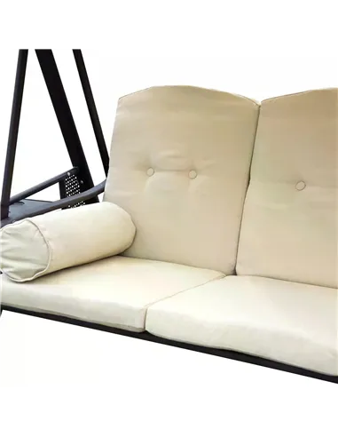 Outsunny Swing Chair Hammock Chair 3 Seater Canopy Cushion Shelter Outdoor Bench Steel Beige