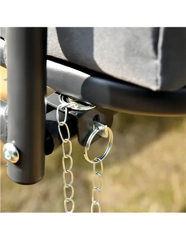 Outsunny Outdoor 2-in-1 Swing Chair Lounger 3 Seater Garden Swing Seat Bed Convertible Tilt Canopy W/ Cushion, Dark Grey