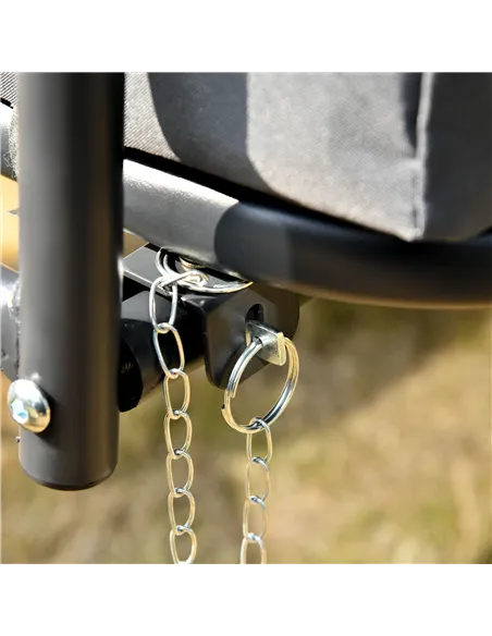 Outsunny Outdoor 2-in-1 Swing Chair Lounger 3 Seater Garden Swing Seat Bed Convertible Tilt Canopy W/ Cushion, Dark Grey