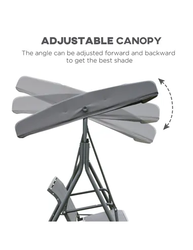 Outsunny 3 Seater Swing Chair, Garden Swing Bench with Canopy, Breathable Mesh Seat and Heavy Duty Steel Frame for Patio, Yard, 