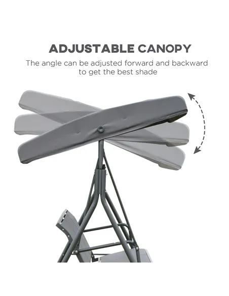 Outsunny 3 Seater Swing Chair, Garden Swing Bench with Canopy, Breathable Mesh Seat and Heavy Duty Steel Frame for Patio, Yard, 