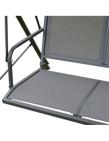 Outsunny 3 Seater Swing Chair, Garden Swing Bench with Canopy, Breathable Mesh Seat and Heavy Duty Steel Frame for Patio, Yard, 