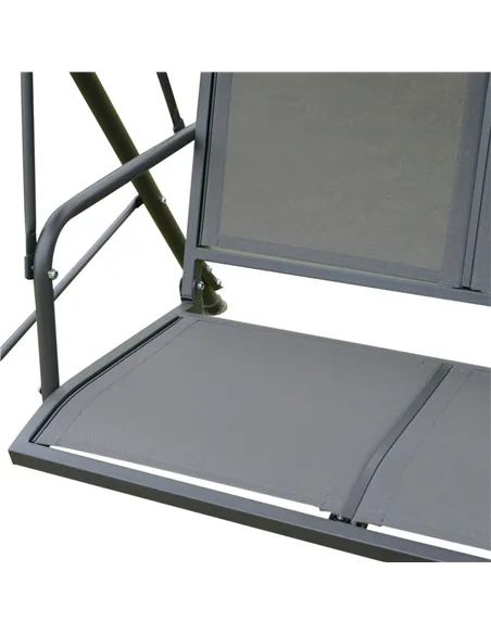 Outsunny 3 Seater Swing Chair, Garden Swing Bench with Canopy, Breathable Mesh Seat and Heavy Duty Steel Frame for Patio, Yard, 