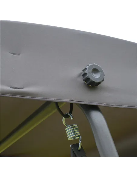 Outsunny 3 Seater Swing Chair, Garden Swing Bench with Canopy, Breathable Mesh Seat and Heavy Duty Steel Frame for Patio, Yard, 