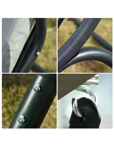 Outsunny Canopy Swing 2 Separate Relax Chairs w/ Handrails and Removable Canopy Grey