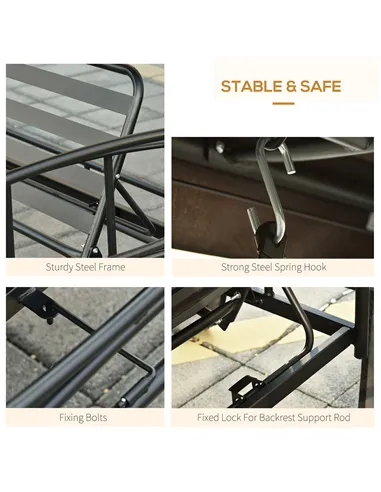 Outsunny 3 Seater Swing Chair 3-in-1 Convertible Garden Swing Seat Bed Gazebo Patio Bench Outdoor with Double Tier Canopy, Cushi