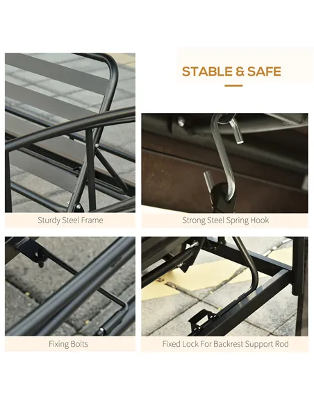 Outsunny 3 Seater Swing Chair 3-in-1 Convertible Garden Swing Seat Bed Gazebo Patio Bench Outdoor with Double Tier Canopy, Cushi