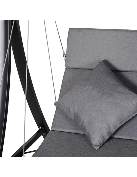 Outsunny 3 Seater Garden Swing Seat Outdoor Swing Chairs Chaise Lounge Padded Seat Hammock Canopy Porch Patio Bench Bed Recliner