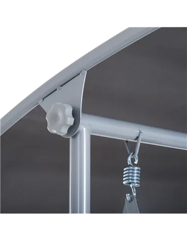 Outsunny Steel Frame 2-Seater  Swing Chair w/ Table Grey