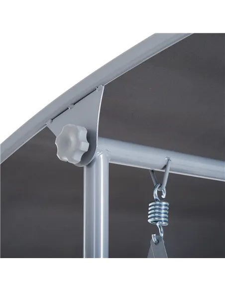 Outsunny Steel Frame 2-Seater  Swing Chair w/ Table Grey