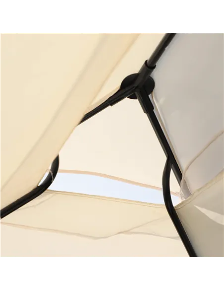 Outsunny 2-in-1 Convertible Gazebo Swing Chair Bed W/Netting, 245Lx165Wx243H cm-Beige/Black