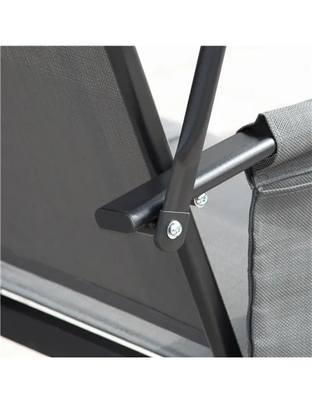 Outsunny 3 Person Outdoor Patio Porch Swing Chair with High Back Design, Side Pouches and Adjustable Canopy, Charcoal Grey