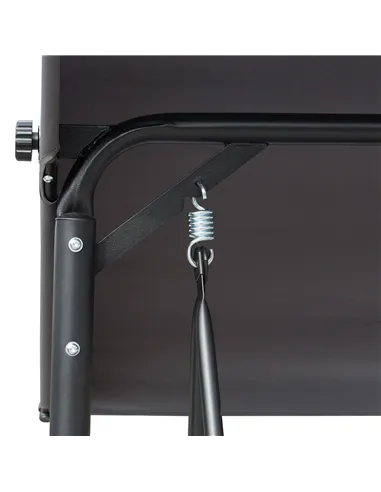 Outsunny 3 Person Outdoor Patio Porch Swing Chair with High Back Design, Side Pouches and Adjustable Canopy, Charcoal Grey