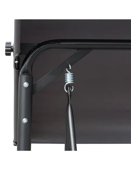 Outsunny 3 Person Outdoor Patio Porch Swing Chair with High Back Design, Side Pouches and Adjustable Canopy, Charcoal Grey