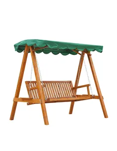 Outsunny 3-Seater Pinewood Swing Chair-Green