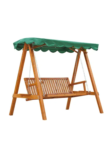Outsunny 3-Seater Pinewood Swing Chair-Green