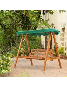 Outsunny 3-Seater Pinewood Swing Chair-Green 2