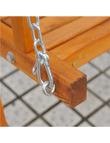 Outsunny 3-Seater Pinewood Swing Chair-Green