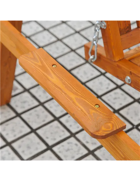 Outsunny 3-Seater Pinewood Swing Chair-Green