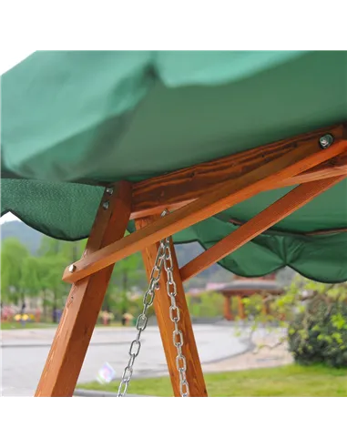 Outsunny 3-Seater Pinewood Swing Chair-Green