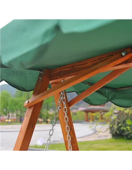 Outsunny 3-Seater Pinewood Swing Chair-Green