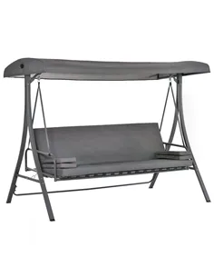 Outsunny 2-in-1 Patio 3 Seater Swing Chair Hammock w/ Cushion Adjustable Canopy Garden