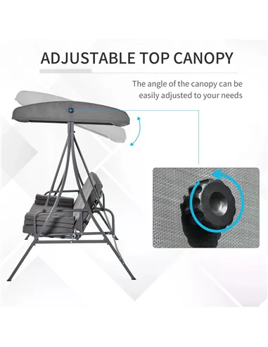 Outsunny 2-in-1 Patio 3 Seater Swing Chair Hammock w/ Cushion Adjustable Canopy Garden