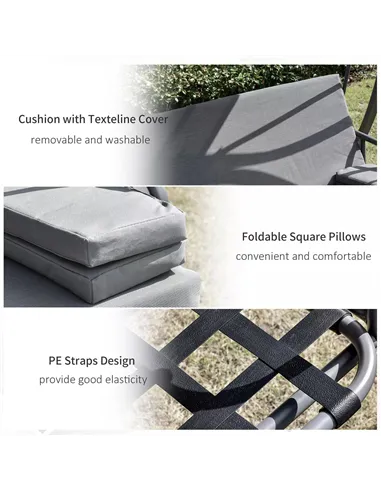 Outsunny 2-in-1 Patio 3 Seater Swing Chair Hammock w/ Cushion Adjustable Canopy Garden